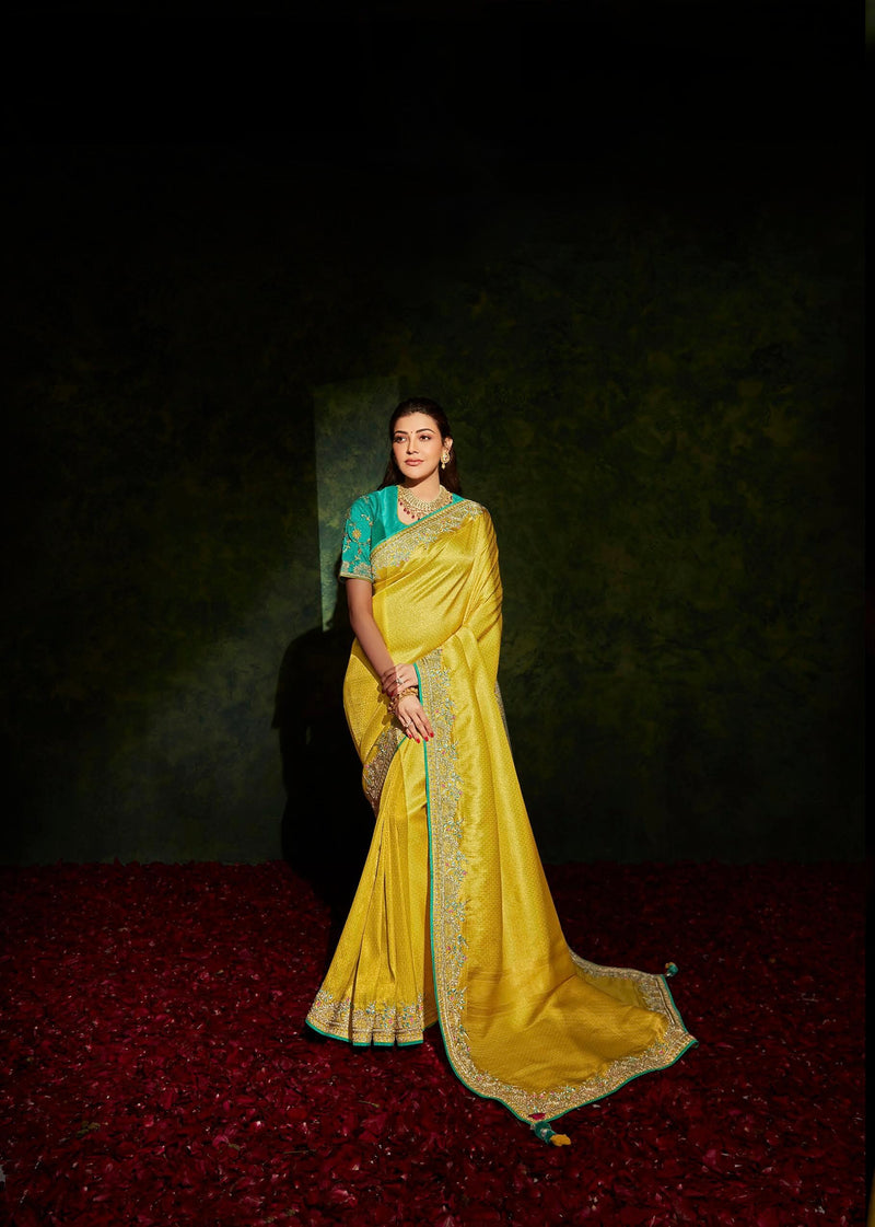 Yellow Designer Saree with Handmade works