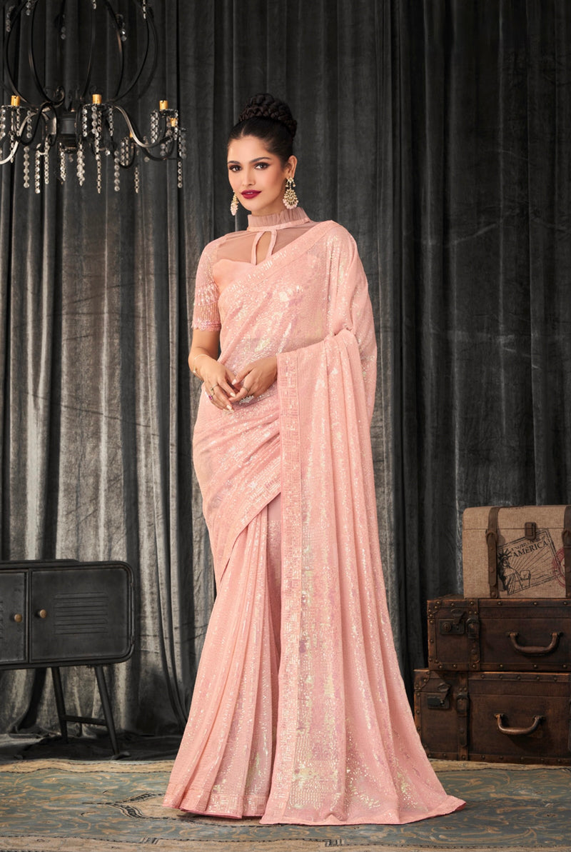 Latest Georgette with Sequins Saree