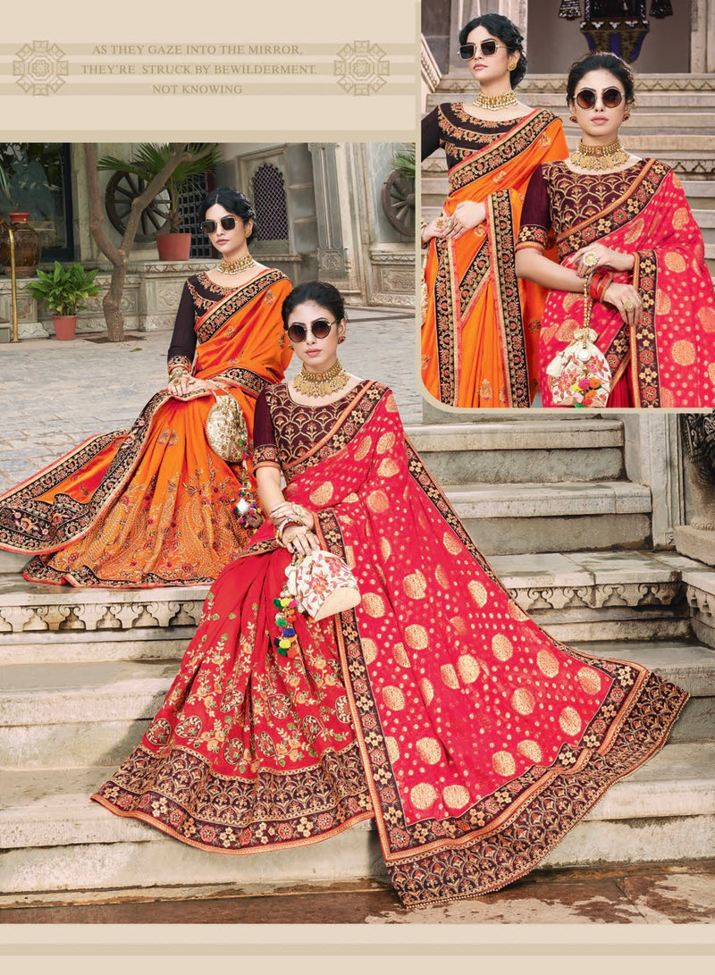Red Colour Kalista Fashions Designer Saree