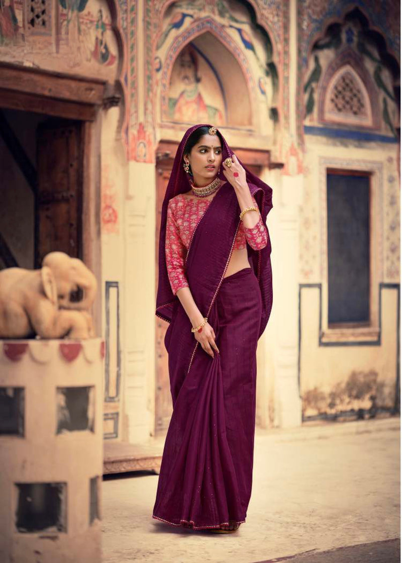 Linen Silk Saree with weaving Thread work