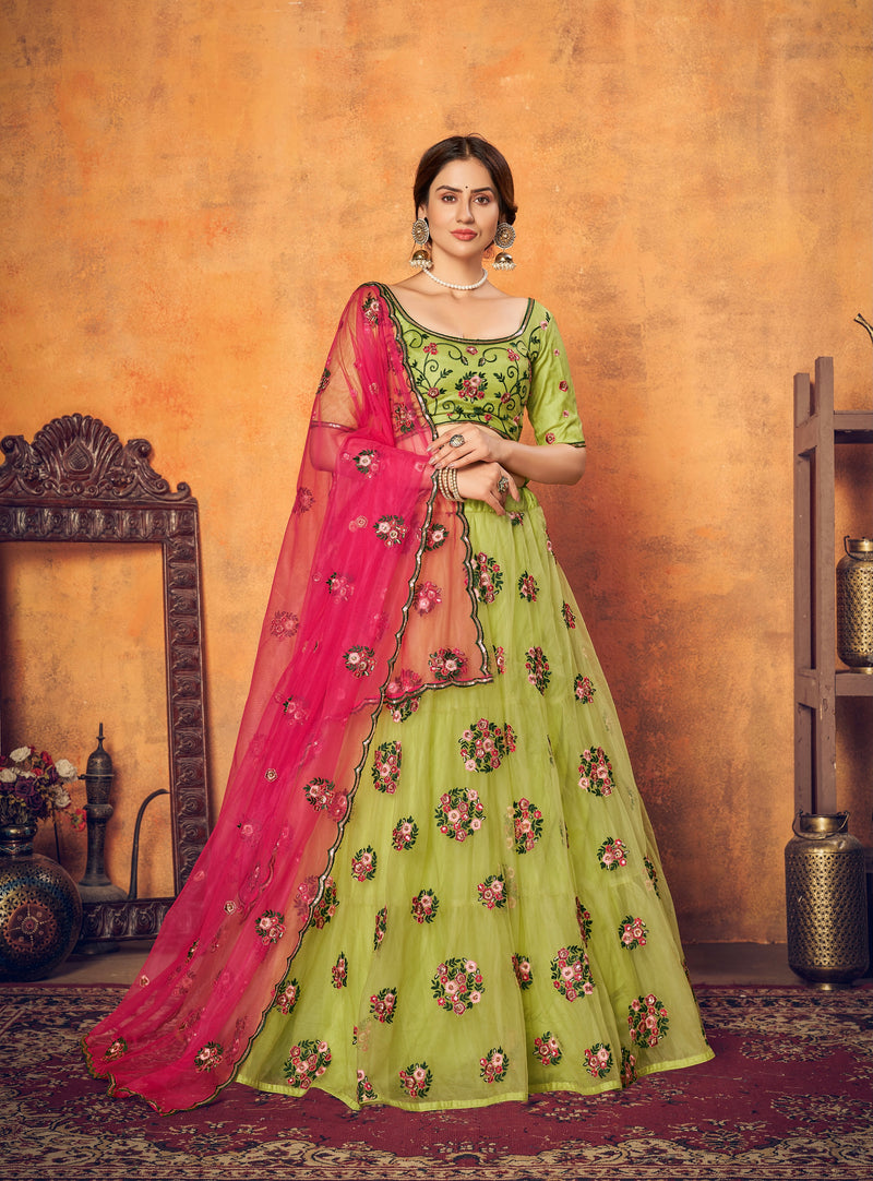 Thread work with sequins embroidered Lehenga