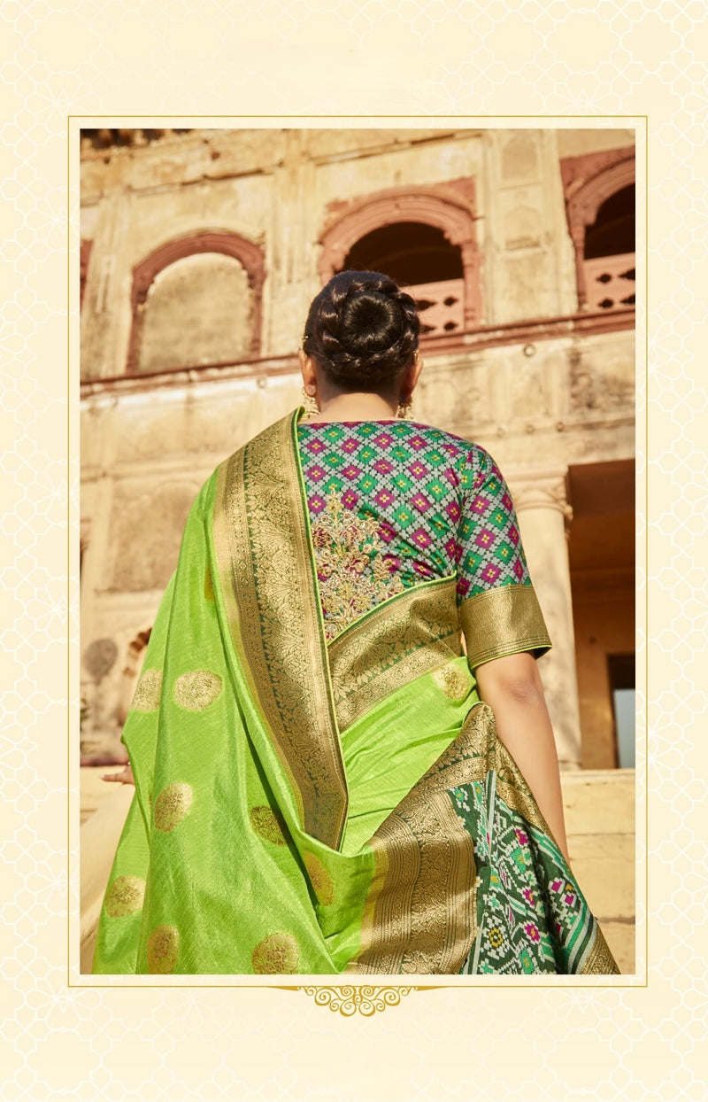 Green & Blue colour Paithani Silk Saree