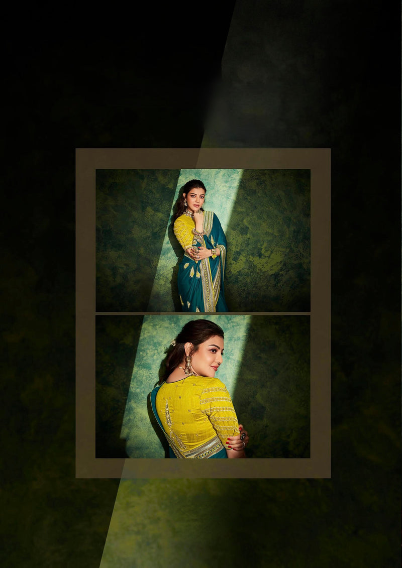 Green Designer Saree with Handmade works