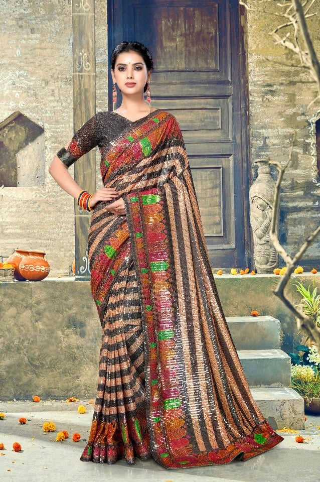 Heavy Sequins Designer Saree