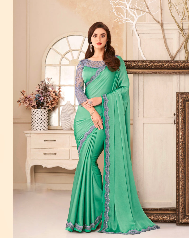 Elegant Satin Chiffon Silk Designer Saree