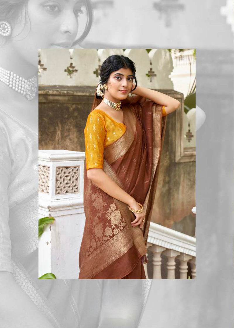 Linen Silk Saree with weaving Sequins Pallu