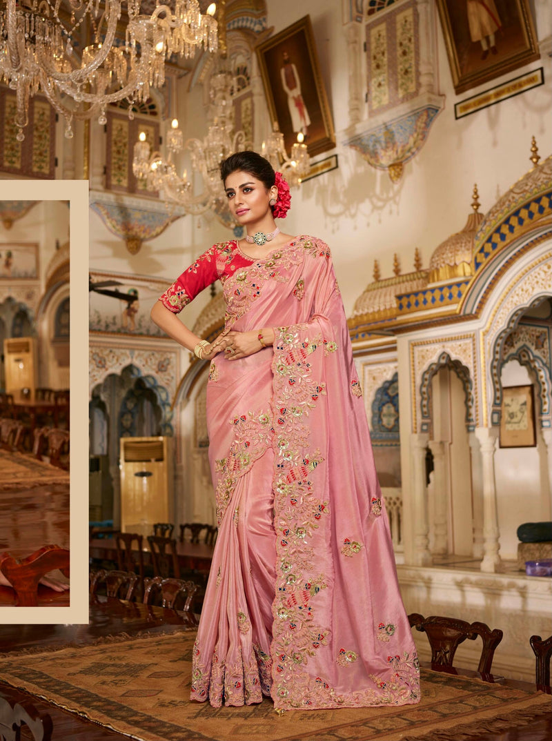 Embroidered Work Silk Designer Saree