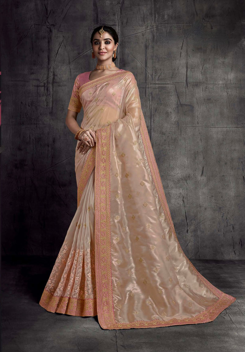Pleasing Pink Colour Designer Saree