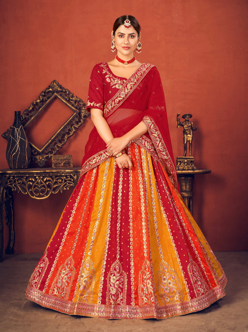 Silk With Embroidered Sequins work Lehenga