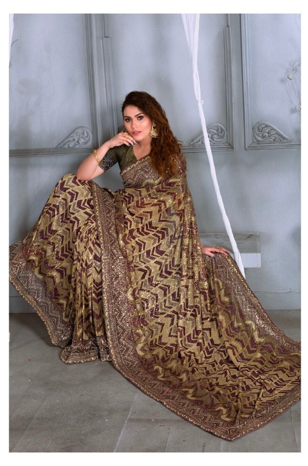 Heavy Sequins Designer Saree