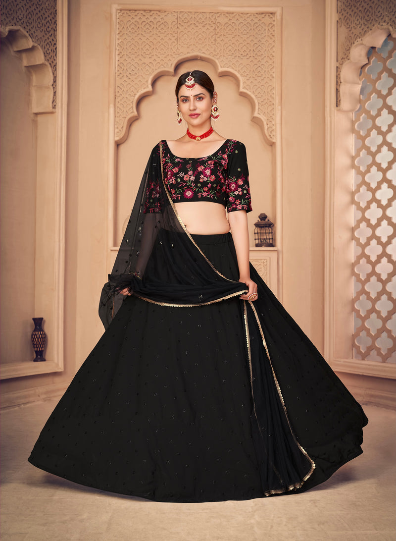 Georgette With Embroidered with Sequins Lehenga