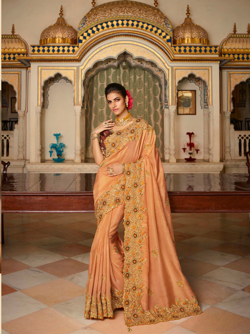 Embroidered Work Silk Designer Saree