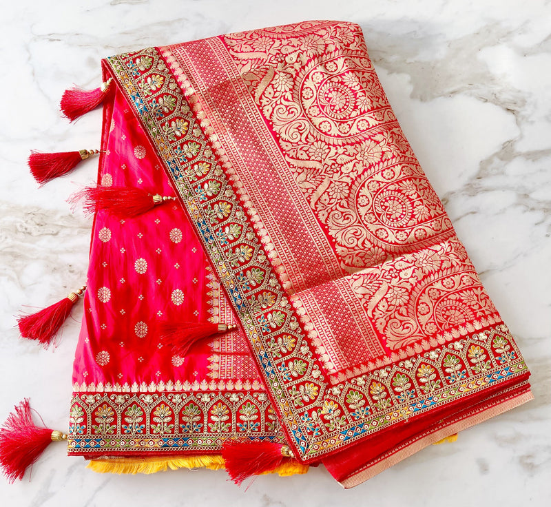 Fabulous Red colour Silk Wedding Saree
