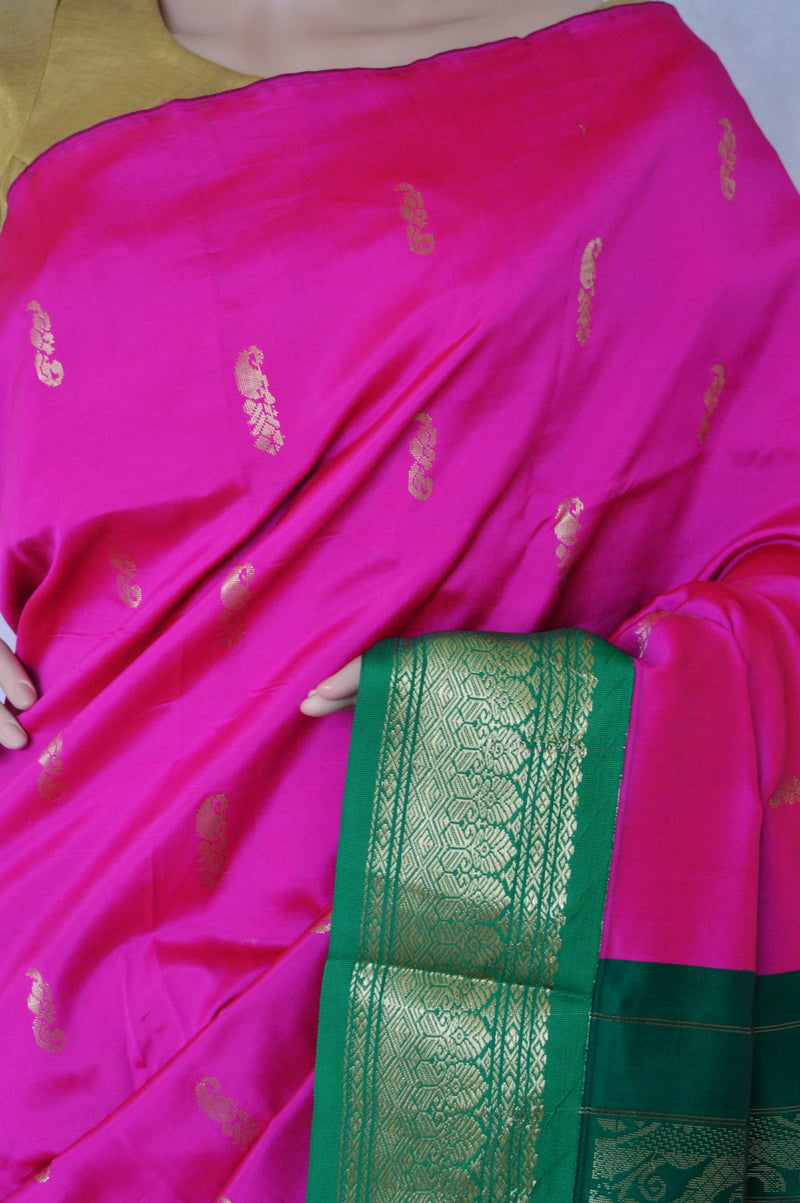 Magenta and Green Art Silk Saree