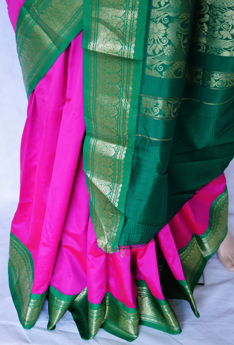 Magenta and Green Art Silk Saree