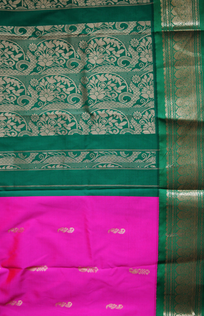 Magenta and Green Art Silk Saree