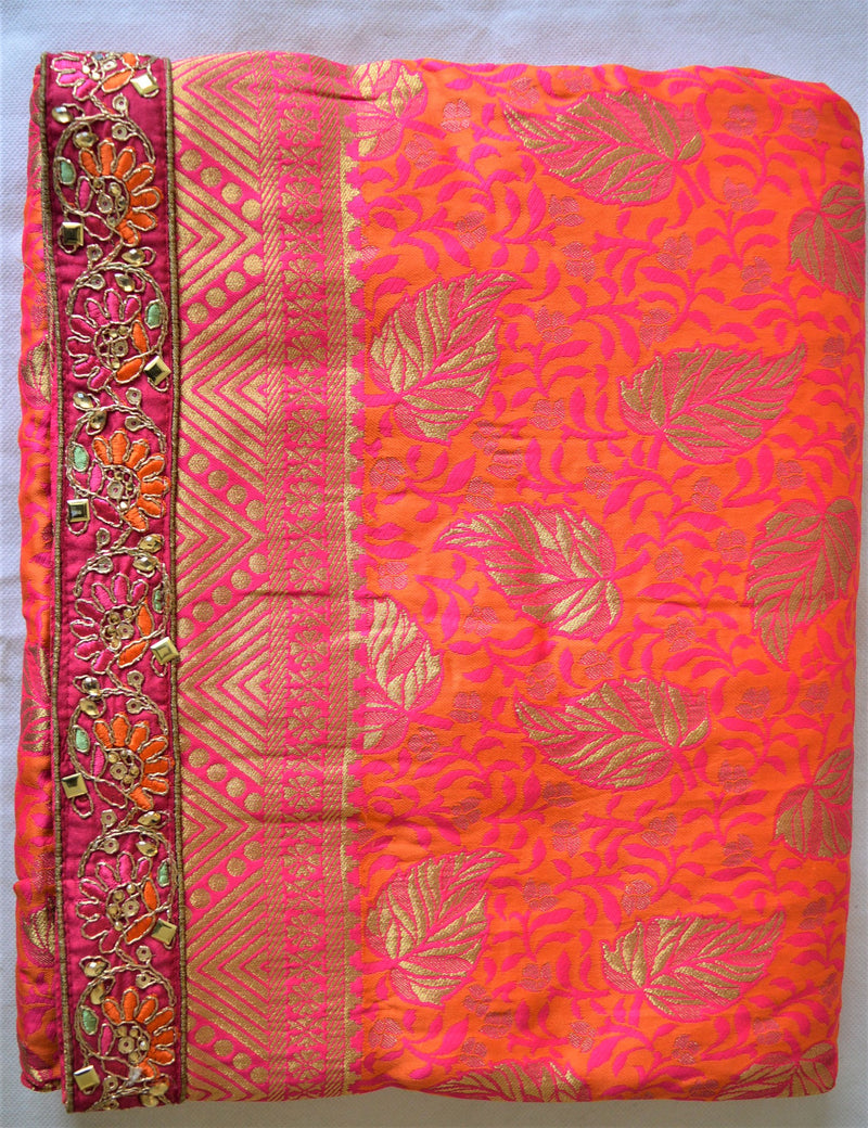Red Kanchipuram Silk Saree With Hand Work Border