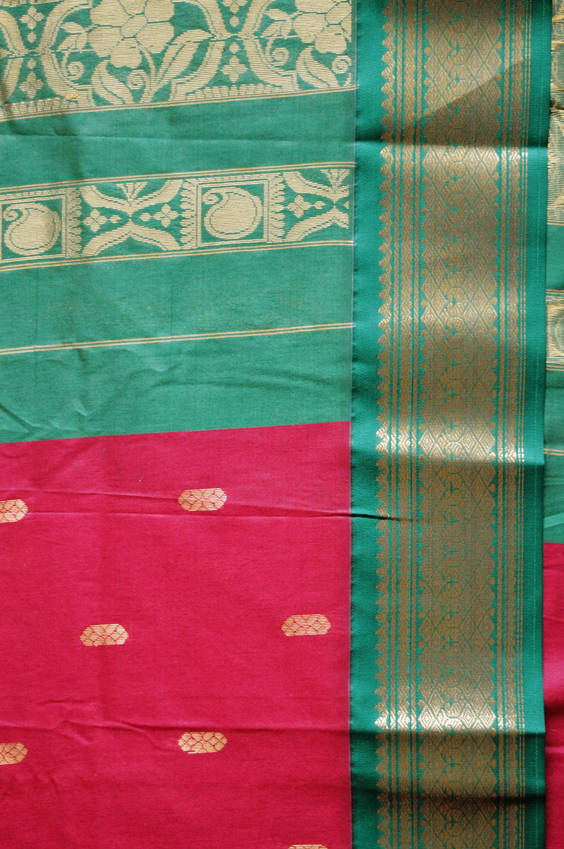 Maroon and Green Art Silk Saree