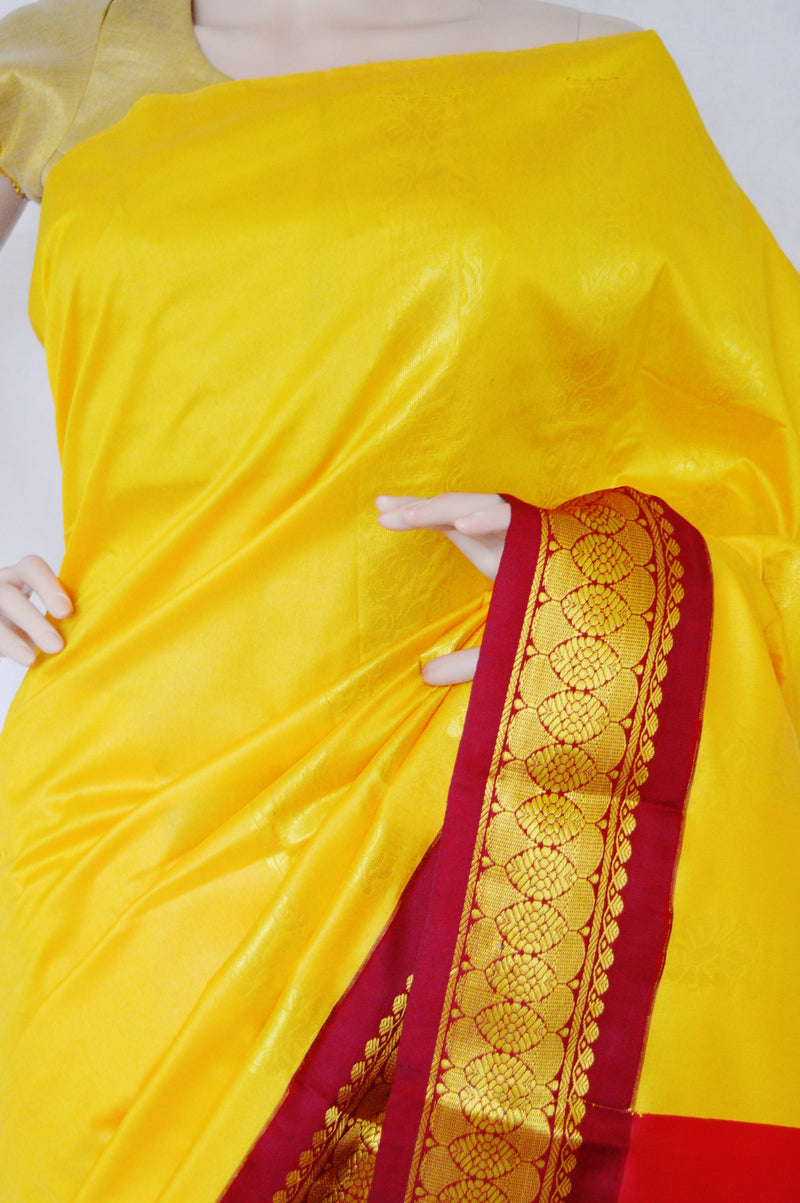 Yellow and Red Art Silk Saree