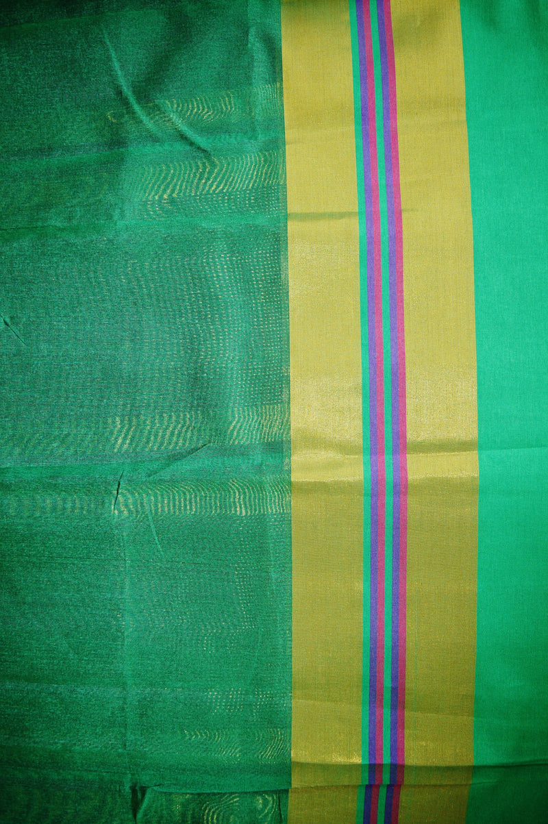 Latest Plum, Green & Gold Colour Silk Cotton Saree