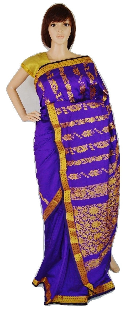 Gorgeous Purple & Gold Colour Silk Saree