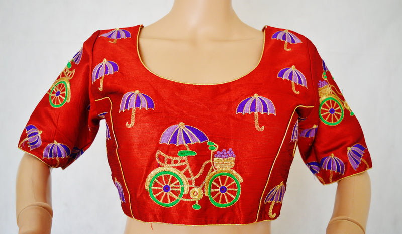 Red Colour Readymade Blouse Size 38