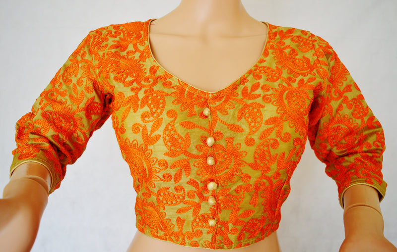 Gold Colour Readymade Blouse Size 38