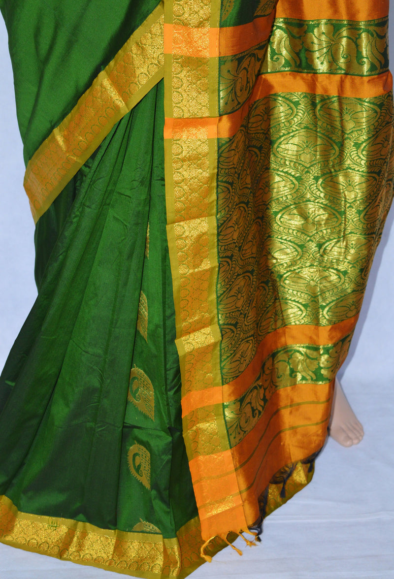 Nice Green & Gold Colour Silk Saree