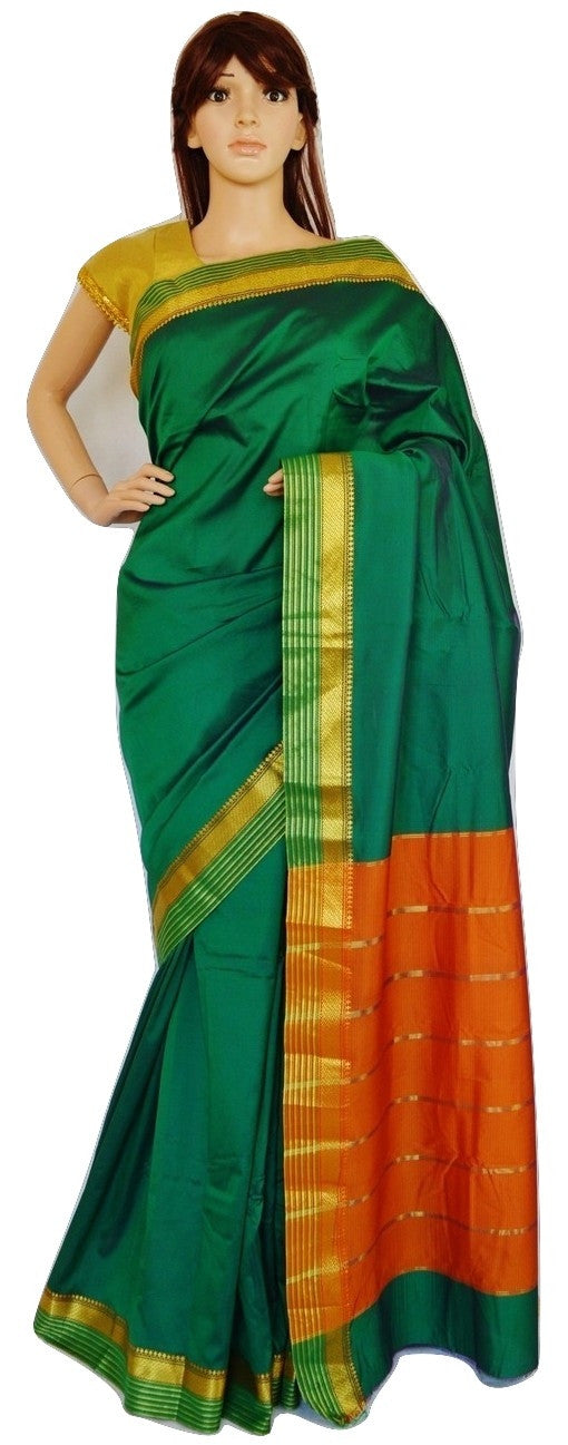 Gorgeous Green & Gold Art Silk Saree