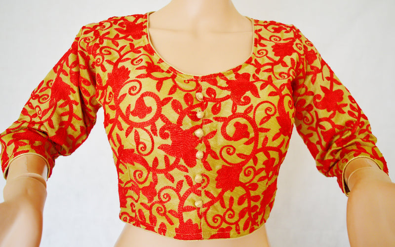 Gold Colour Readymade Blouse Size 40