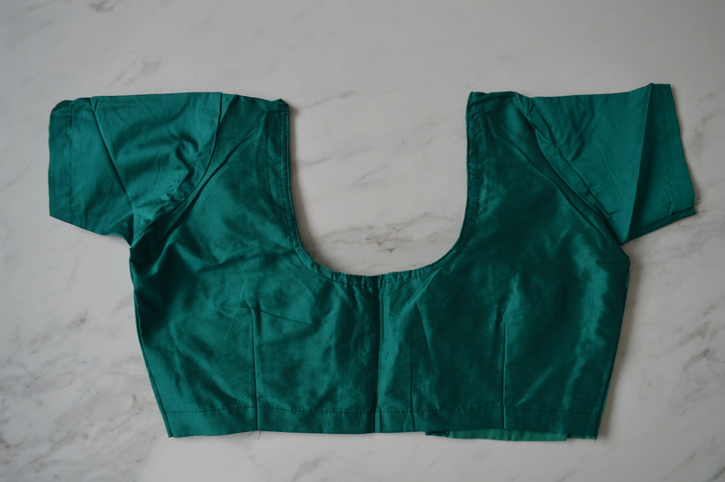 Dark Green Colour Kanchipuram Blouse Size 36