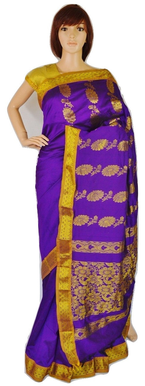 Lovely Purple & Gold Colour Silk Saree