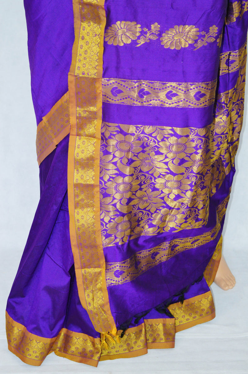 Lovely Purple & Gold Colour Silk Saree