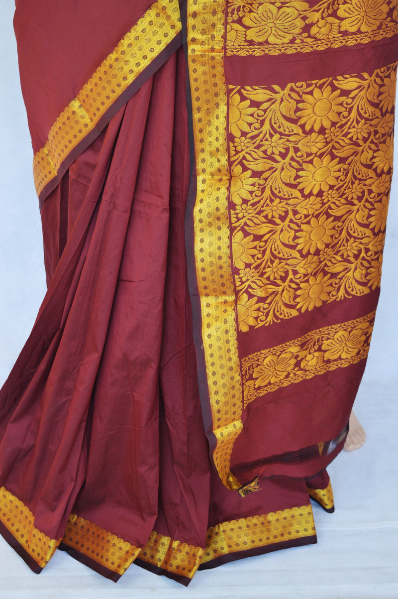 Nice Maroon & Gold Colour Silk Saree