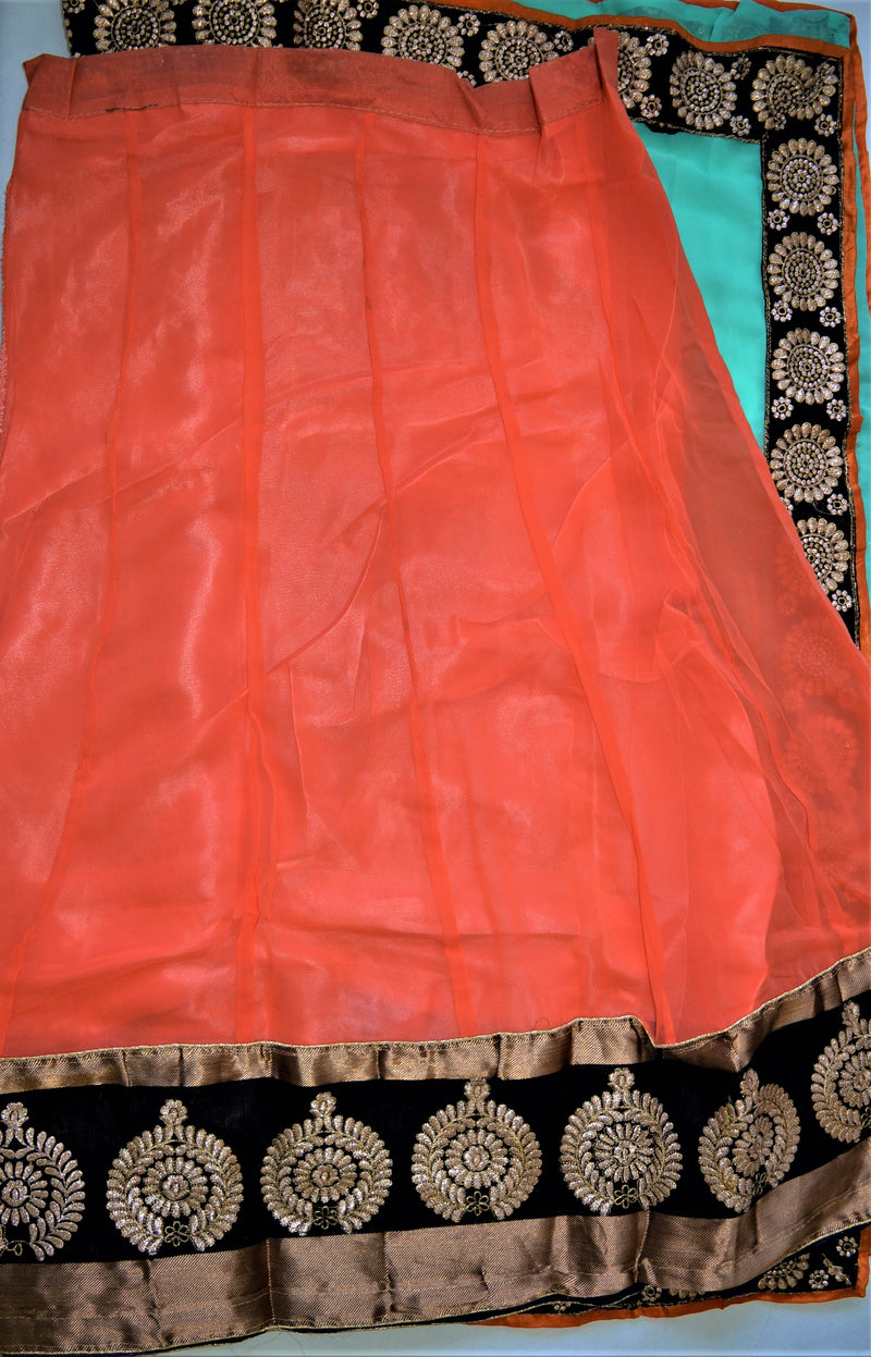 Red & Gold Colour  Banarasi silk & Georgette Lehenga