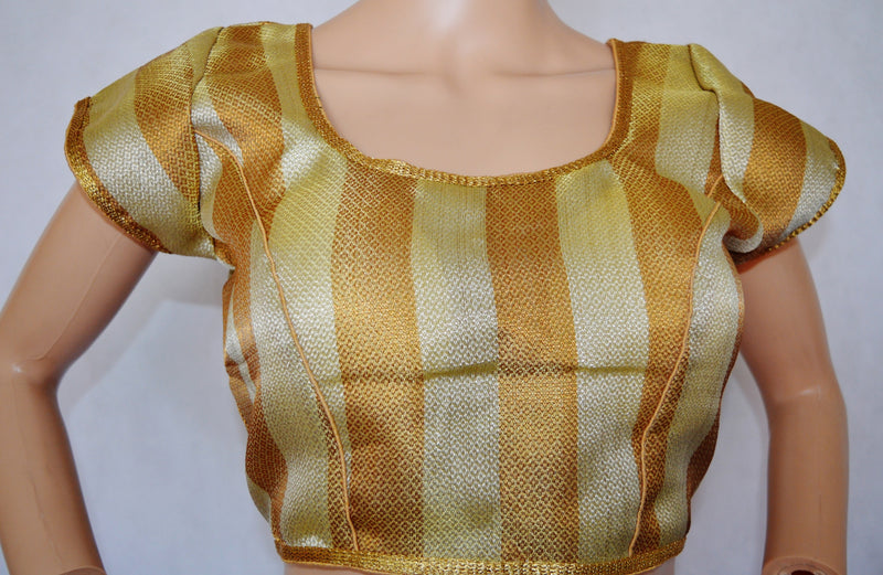 Light & Dark Gold Brocade Blouse Size 34