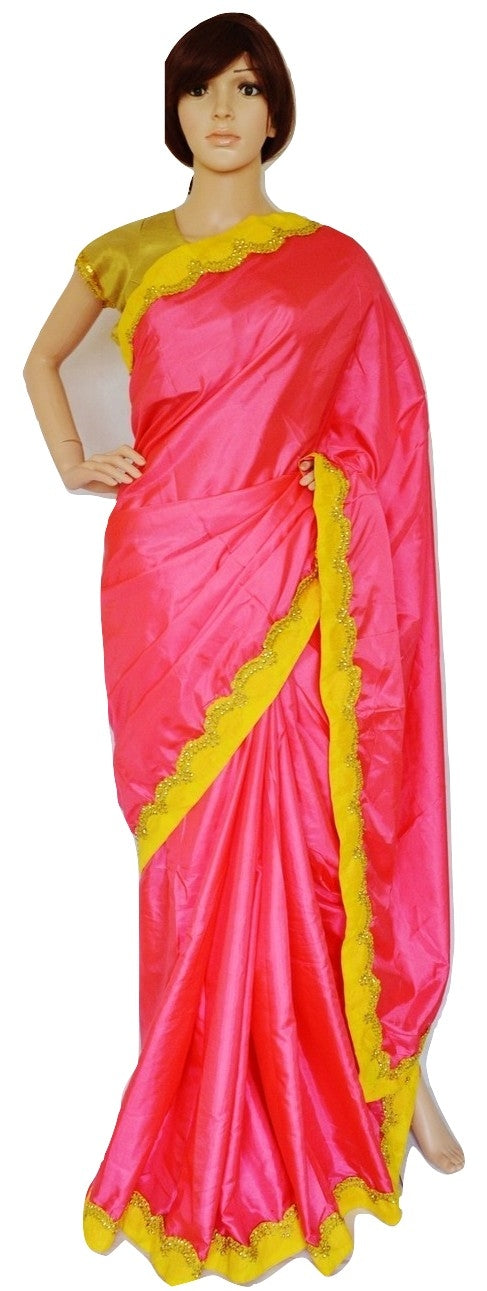 Pink Colour Zoya Silk Saree With Designer Blouse Piece