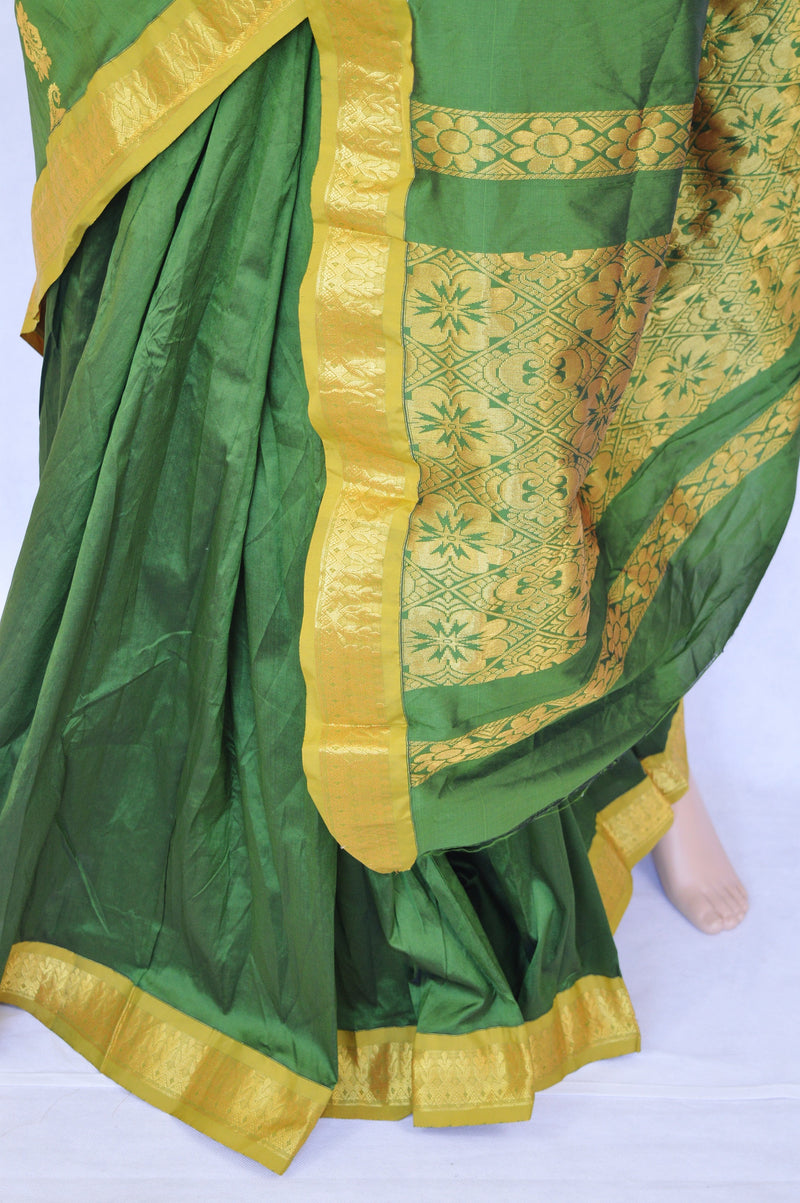 Pleasant Green & Gold Colour Silk Saree
