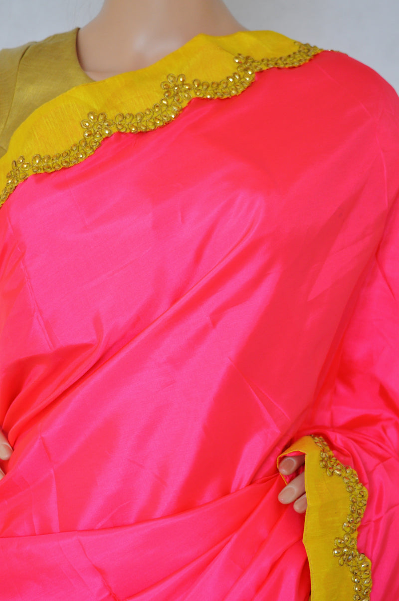 Pink Colour Zoya Silk Saree With Designer Blouse Piece