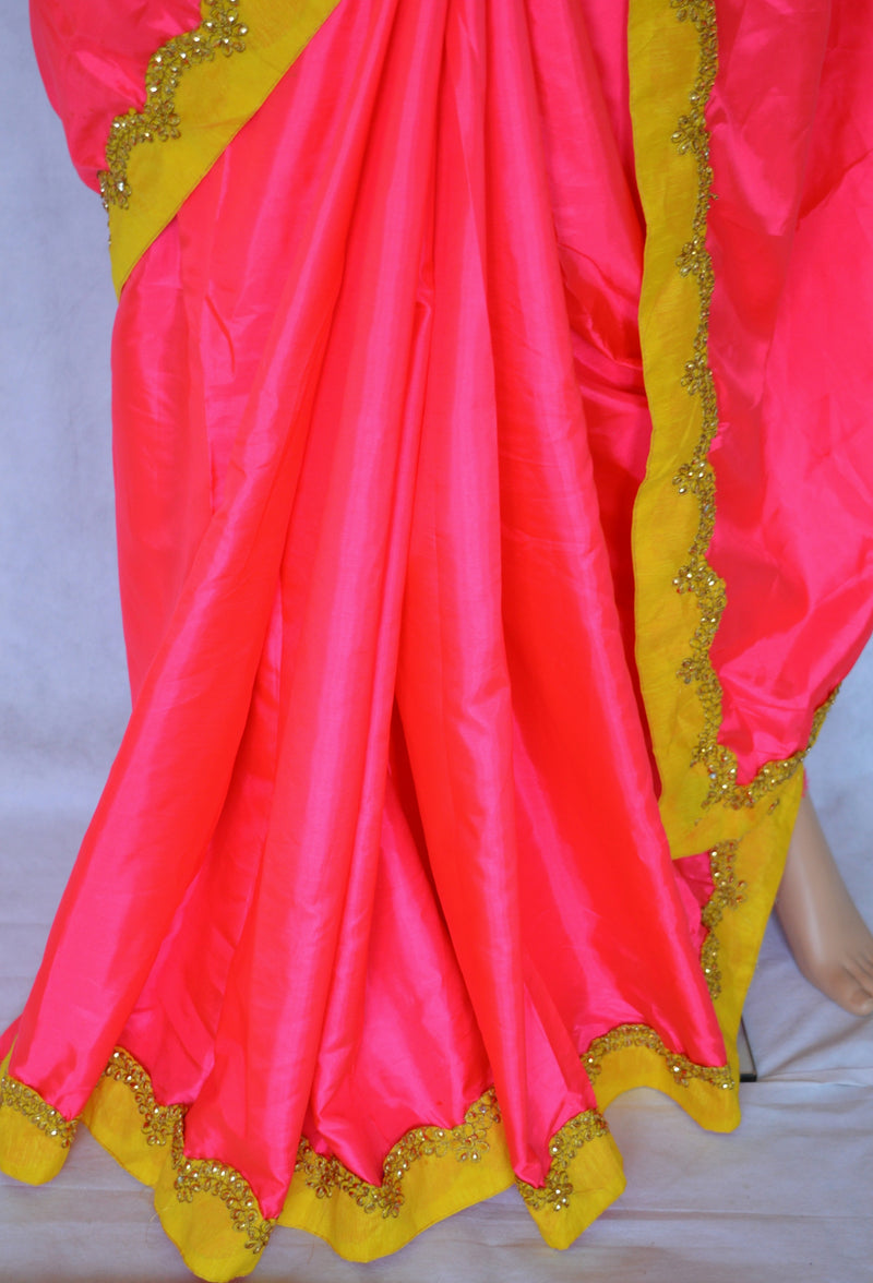 Pink Colour Zoya Silk Saree With Designer Blouse Piece