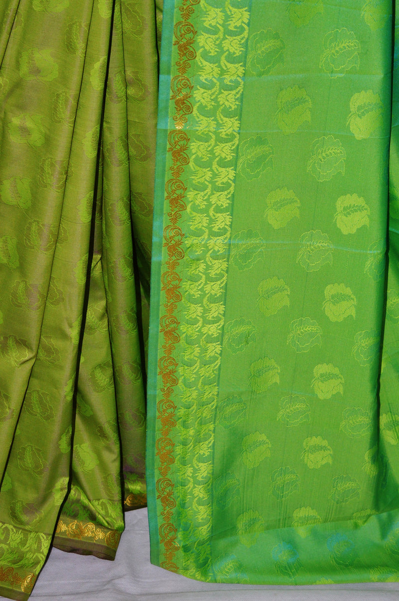 Green & Gold Colour Silk Saree