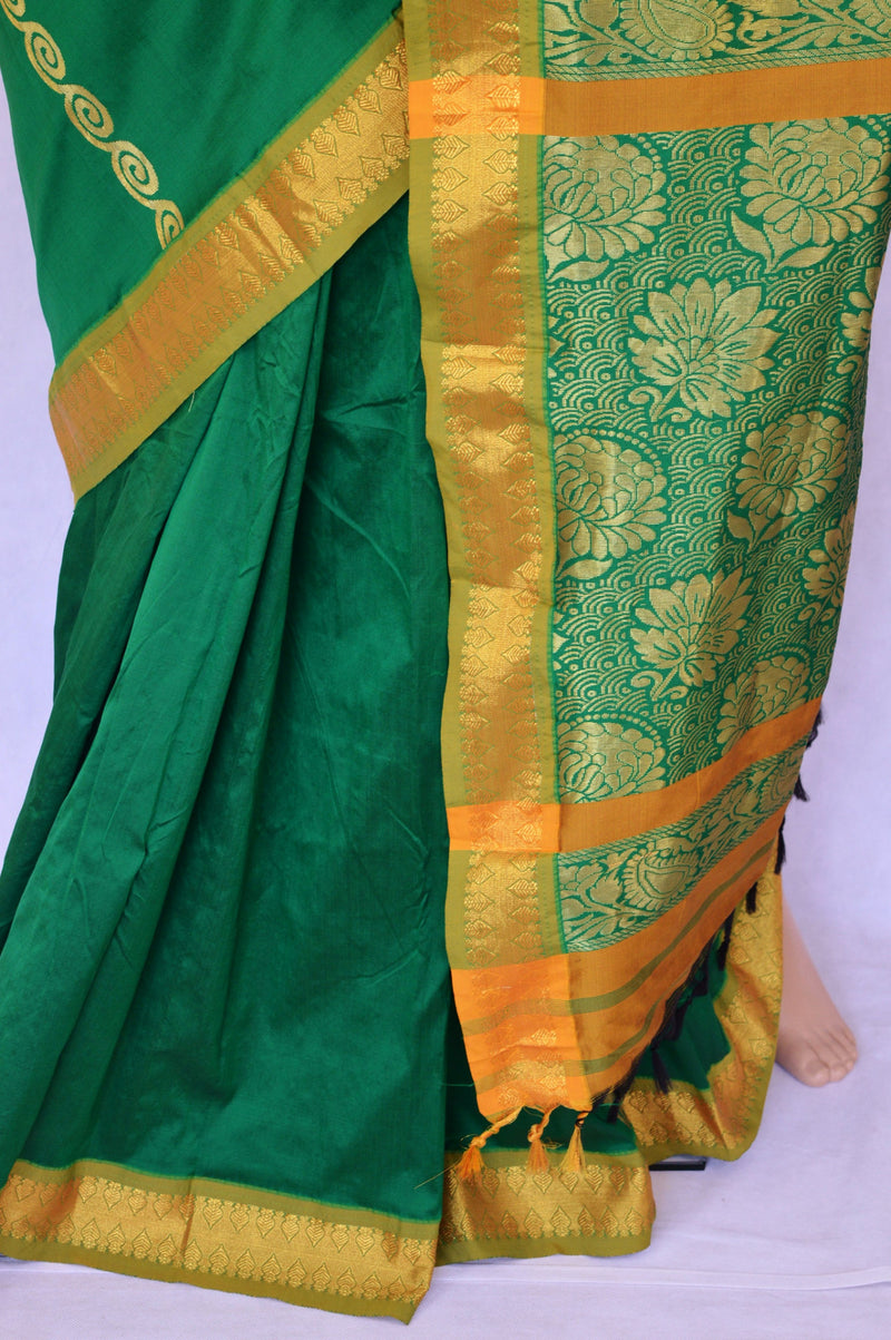 Lovely Green  & Gold Colour Silk Saree