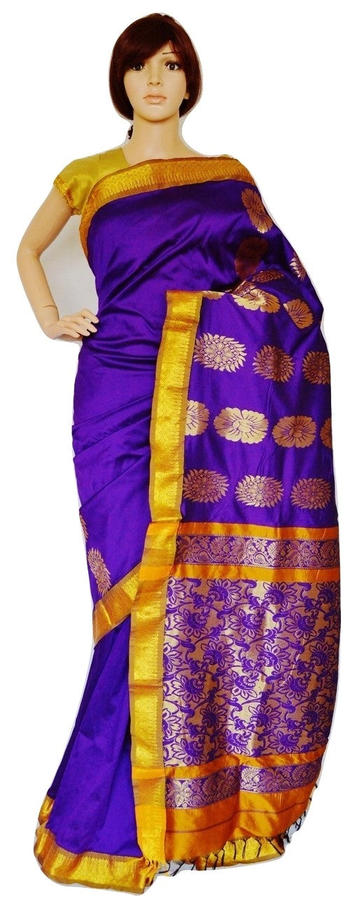 Purple Colour Zari Work Anjali Silk Saree