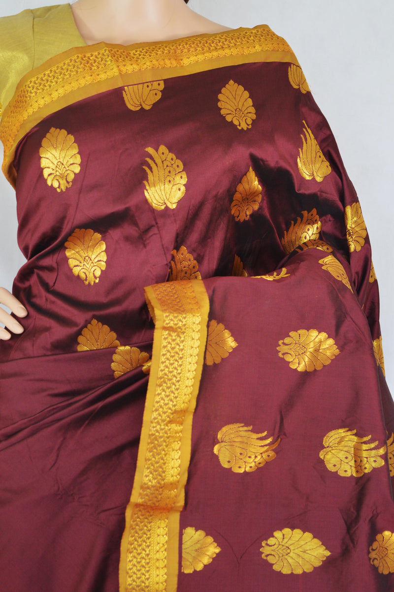 Beautiful Maroon & Gold Colour Silk Saree