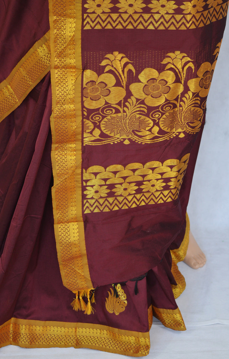 Beautiful Maroon & Gold Colour Silk Saree