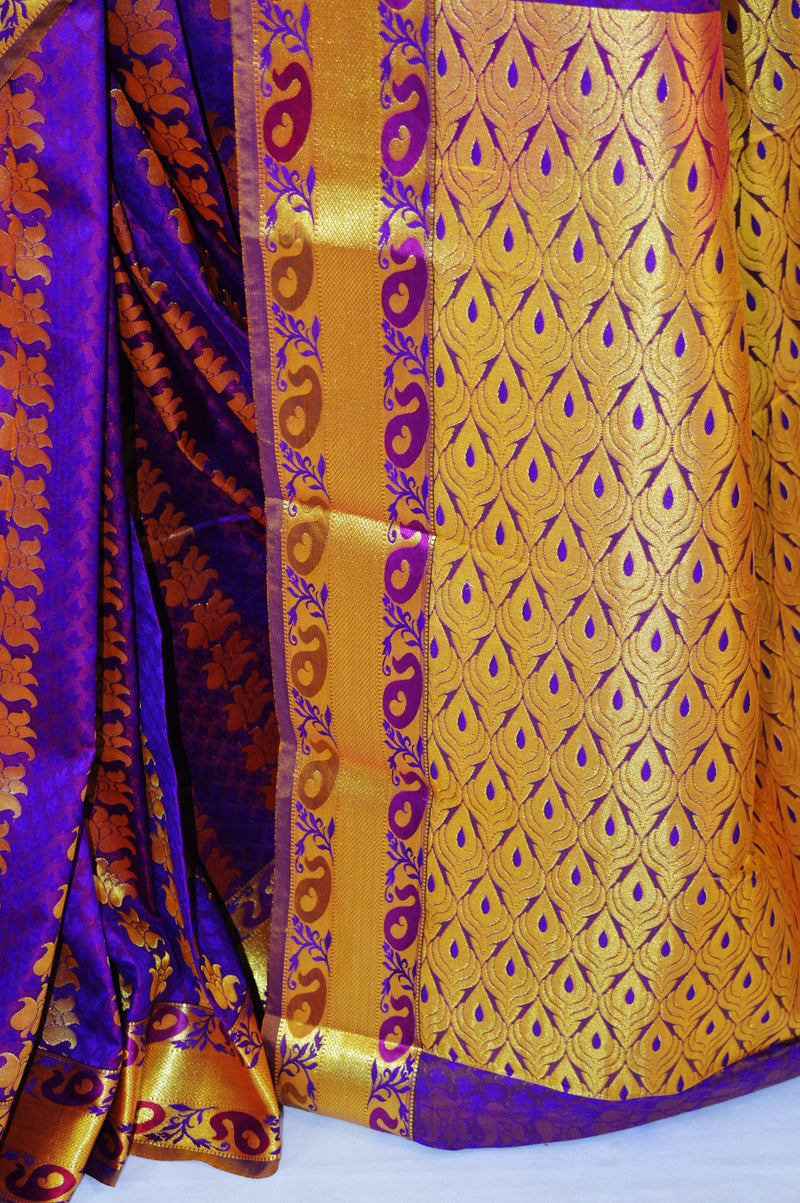 Purple & Gold Colour Kanchipuram Silk Saree
