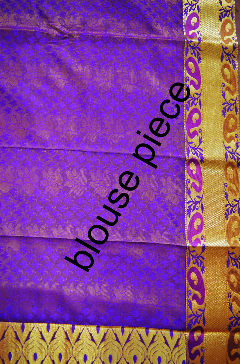 Purple & Gold Colour Kanchipuram Silk Saree