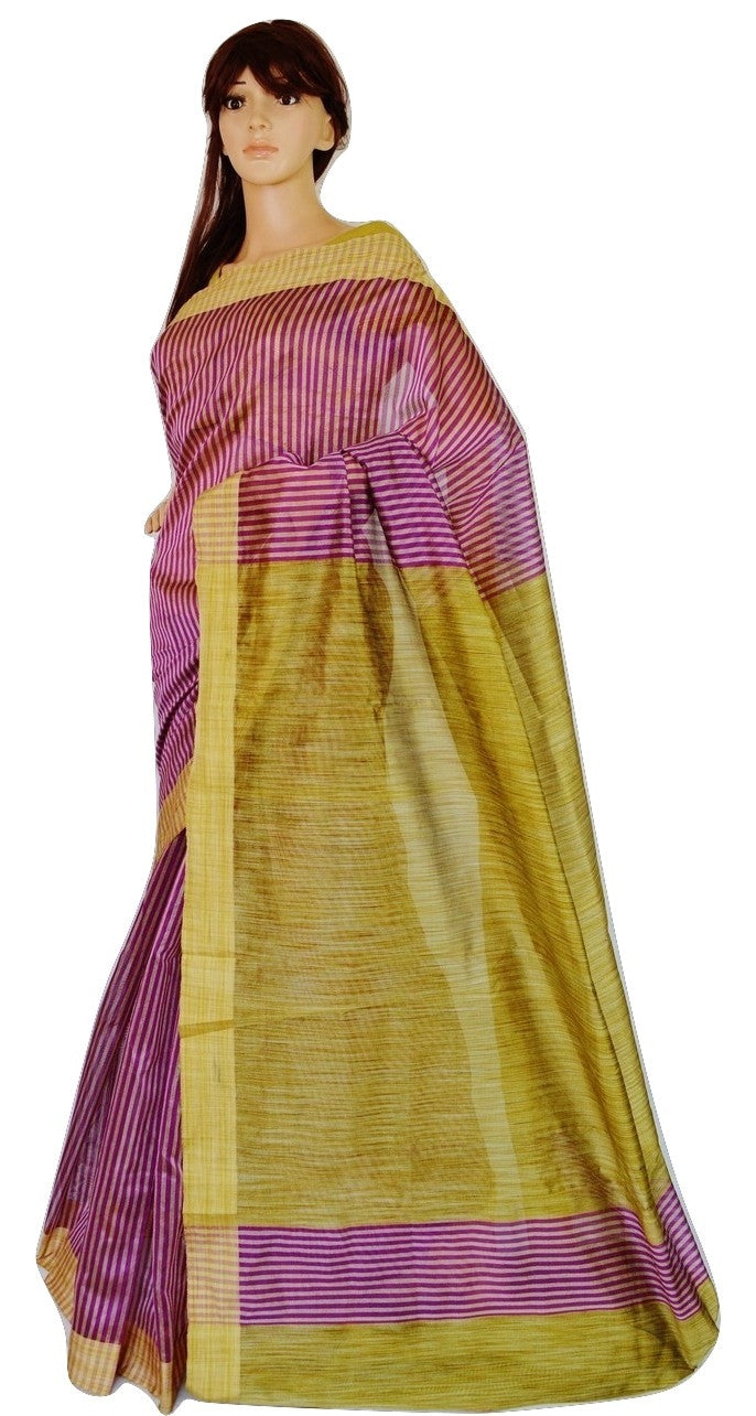 Gorgeous Purple & Gold Colour Fancy Cotton Saree