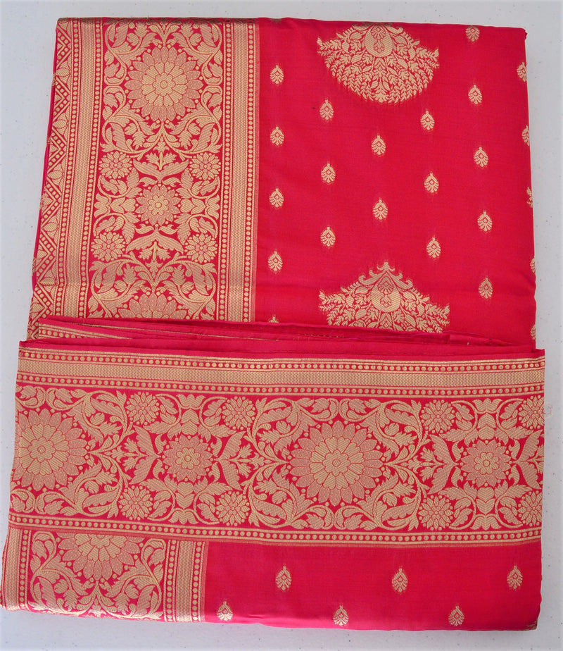 Pink Colour Zari work Silk Saree