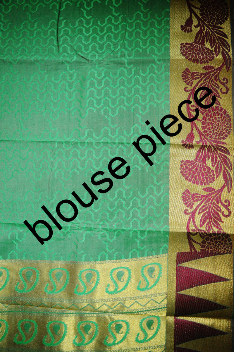 Spring Green  & Gold Colour Kanchipuram Silk Saree